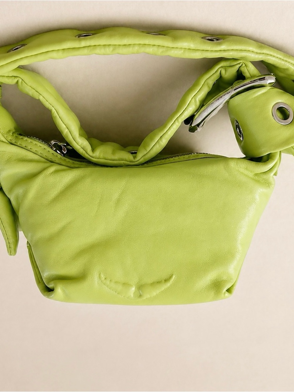 Zadig & Voltaire Lime Green Leather Shoulder Bag